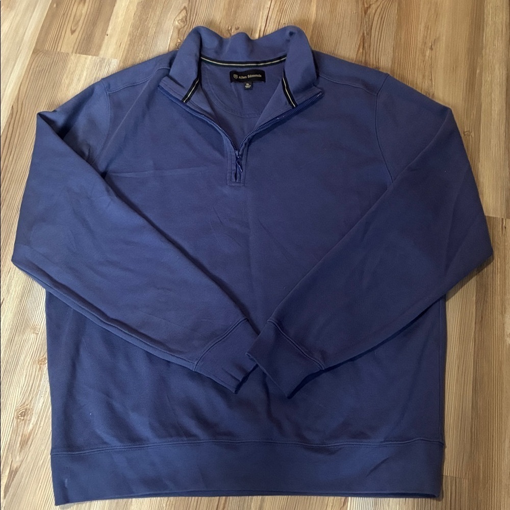 Allen Edmonds Mens 1/4 Zip Pullover Sweatshirt XL Blue Mock neck Pima Cotton - Picture 4 of 9